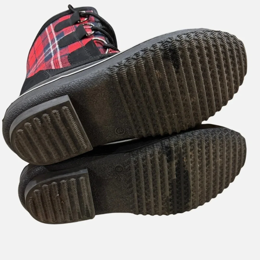 ITASCA Women's Red & Black Plaid Lace UP Duck Boots Size 8 Discontinued Colorway - Picture 9 of 9